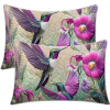 2pcs Purple Bird Pillow Case Enchanting trumpet flower Pillow Covers Harmonious World of Animals and Plants Decorative Pillowcases(temu can only be se