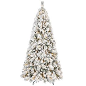 6ft Automatic PVC/Hard Needle Mixed  Flocked Tree With Lights Fireproof Artificial flocking Christmas Tree
