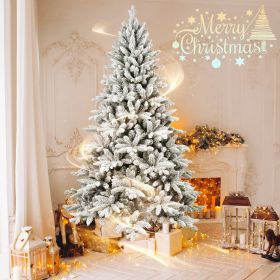 6ft PVC&PE Flocking Hinged Tree Environmentally Friendly Fireproof Christmas Artificial Flocked Tree