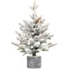 2ft PE/PVC Decorated Flocking Basin Pine Cone Xmas Tree Mini Tabletop  Flocked Christmas Tree