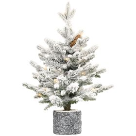2ft PE/PVC Decorated Flocking Basin Pine Cone Xmas Tree Mini Tabletop  Flocked Christmas Tree