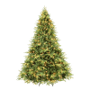 Artificial 6.5ft Green Christmas Tree with 2225 PE/PVC Mixed Branch Tips, 450L warm white led, Steel wire
