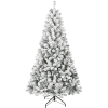 Artificial 5ft Flocked Christmas Tree with 407 PVC Branch Tips, Round head, Foldable Base for Indoor Holiday Decorating