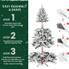 7ft Flocked Christmas Tree with 1514 Tips, Realistic PE+PVC Snowy Hinged Tree with Metal Stand, Full Artificial Xmas Tree for Holiday Decoration