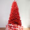 6ft PVC Artificial Red Tree Hinged Automatic Red Christmas Tree