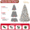 Artificial 6ft Flocked Christmas Tree with 888 PVC Branch Tips, Pine cone*35pcs, 350L Colorful led, memory wire+iron wire