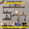 VEVOR Iron Pipes Shelving, Industrial Steel Pipe Shelf w/ 4-Tier Wood Planks, Wall Mounted Modern Rustic Floating Shelves