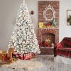 6ft PVC Round Head Flocking Tree Pre-lit Design Small Celebrate Festival Artificial Flocked Christmas Tree With UL Lights