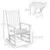 Wooden Rocking Chair Set with Side Table, Curved Armrests, Outdoor Seating Solution, Durable and Sturdy, White