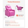 Kids Reclining Chair, Toddler Recliner with Cup Holder, 101° to 121° Adjustable Backrest, Easy-to-Clean PU Leather Recliner Couch with Footrest, 90 l