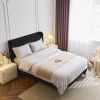 Queen Size Velvet Bed Frame with Charging Station and Storage Shelf, Upholstered Platform Bed with Vertical Channel Tufted Wingback Headboard, No Box