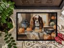 NEW Cavalier Spaniel Fall Kitchen Pumpkins Doormat Front Door Mat Indoor Outdoor Rugs for Entryway, Non Slip Washable Low Pile, 18H X 27W