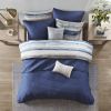8 Piece Printed Seersucker Comforter and Quilt Set Collection Blue King/Cal King