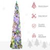 HOMCOM 7ft Tall Prelit Pencil Artificial Christmas Tree Holiday DÃ©cor with 534 Snow Flocked Branches, 350 Warm White or Colorful LED Lights