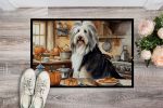 NEW Bearded Collie Fall Kitchen Pumpkins Doormat Front Door Mat Indoor Outdoor Rugs for Entryway, Non Slip Washable Low Pile, 18H X 27W