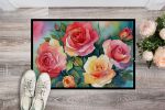 NEW Oklahoma Roses in Watercolor Doormat Front Door Mat Indoor Outdoor Rugs for Entryway, Non Slip Washable Low Pile, 18H X 27W