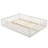 White Full-Size Wooden Toddler Crib Bed with Door & Floorboard â€“ Convertible Kids' Safety Bed