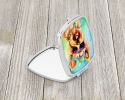 Yorkshire Terrier Hippie Dawg Compact Mirror Decorative Travel Makeup Mirror for Women Girls Gifts Pocket Makeup Mirror Folding Handheld