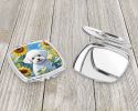Bichon Frise in Sunflowers Compact Mirror Decorative Travel Makeup Mirror for Women Girls Gifts Pocket Makeup Mirror Folding Handheld