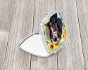 American Water Spaniel in Sunflowers Compact Mirror Decorative Travel Makeup Mirror for Women Girls Gifts Pocket Makeup Mirror Folding Handheld