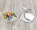Brittany Spaniel in Sunflowers Compact Mirror Decorative Travel Makeup Mirror for Women Girls Gifts Pocket Makeup Mirror Folding Handheld