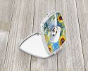 Bichon Frise in Sunflowers Compact Mirror Decorative Travel Makeup Mirror for Women Girls Gifts Pocket Makeup Mirror Folding Handheld