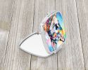 Siberian Husky Hippie Dawg Compact Mirror Decorative Travel Makeup Mirror for Women Girls Gifts Pocket Makeup Mirror Folding Handheld
