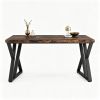 Simple Heavy-Duty Computer Desk 55 Inch Writing Study Table Desk for Home Office