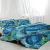 3pcs Sea Turtle Duvet Cover, Blue Ocean Watercolor Sea Turtle Bedding Set, Tropical Underwater Turtle Bedspread with Pillowcases
