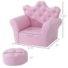 Kids Sofa Set with Footstool, Princess Theme, Diamond Decoration - Cozy Furniture for Children