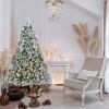 4ft 120cm Full Hard Needle Tree Automatic Decor  Flocked Led Christmas Tree