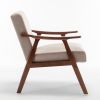 Mid-Century Modern Chair, Living Room Chair with Solid Wood Frame, Extra-Thick Backrest, Wingback Chair for Any Room