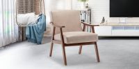 Mid-Century Modern Chair, Living Room Chair with Solid Wood Frame, Extra-Thick Backrest, Wingback Chair for Any Room