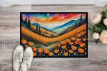 NEW California Poppies in Color Doormat Front Door Mat Indoor Outdoor Rugs for Entryway, Non Slip Washable Low Pile, 18H X 27W