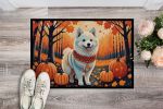 NEW American Eskimo Fall Doormat Front Door Mat Indoor Outdoor Rugs for Entryway, Non Slip Washable Low Pile, 18H X 27W