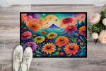 NEW Zinnias in Color Doormat Front Door Mat Indoor Outdoor Rugs for Entryway, Non Slip Washable Low Pile, 18H X 27W