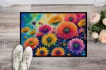 NEW Chrysanthemums in Color Doormat Front Door Mat Indoor Outdoor Rugs for Entryway, Non Slip Washable Low Pile, 18H X 27W