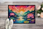 NEW Lotus in Color Doormat Front Door Mat Indoor Outdoor Rugs for Entryway, Non Slip Washable Low Pile, 18H X 27W