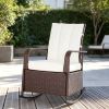 PE Rattan Rocking Recliner with Footrest Outdoor Garden Rocking Chair Handmade PE Rattan Wicker Rocking Chair