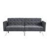 Sofa Bed Loveseat W- Armrests Split-Back Design Dark Grey Classic Couch For Home Office