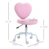 Love Shape Swivel Leisure Chair on Wheels Upholstery Home Office Computer Chair Linen Fabric Vanity Seat for Girls Women