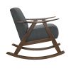 Modern Home Furniture 1pc Rocking Chair Dark Gray Fabric Upholstered Dark Walnut Finish Wood Cushion Seat and Back