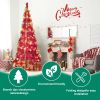 6FT Red Pop-Up Christmas Tree with 150 Warm White LED Lights, Ornaments Included â€“ 4 Ribbons, Bow, Flowers, Snowflakes, Pine Cones & Balls â€“ Easy