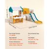 Outdoor Playhouse, Versatile Toddler Playground with Slide, Basketball, Telescope, Steering Wheel, Crawling Tunnel, Sales Window