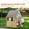 Outdoor Wooden Playhouse Kids Garden Games Cottage with Door Window Sink