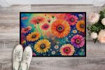 NEW Gerbera Daisies in Color Doormat Front Door Mat Indoor Outdoor Rugs for Entryway, Non Slip Washable Low Pile, 18H X 27W