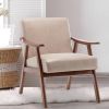 Mid-Century Modern Chair, Living Room Chair with Solid Wood Frame, Extra-Thick Backrest, Wingback Chair for Any Room