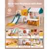Outdoor Playhouse, Versatile Toddler Playground with Slide, Basketball, Telescope, Steering Wheel, Crawling Tunnel, Sales Window