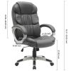 Big and Tall dark gray Leather High Back Executive Chair with Swivel Seat