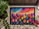 NEW Tulips in Color Doormat Front Door Mat Indoor Outdoor Rugs for Entryway, Non Slip Washable Low Pile, 18H X 27W